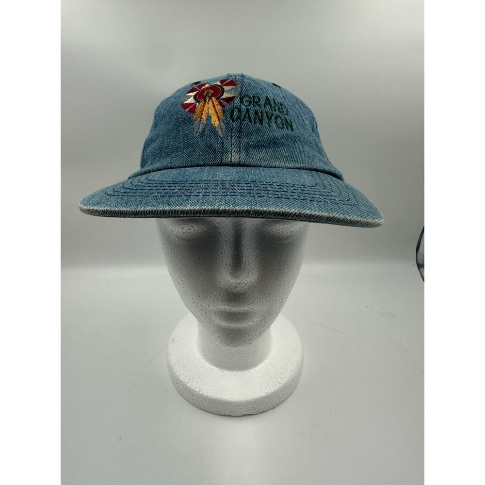 Vintage 90s Grand Canyon Blue Denim Hat Kokopelli Embroidered Ahead Baseball